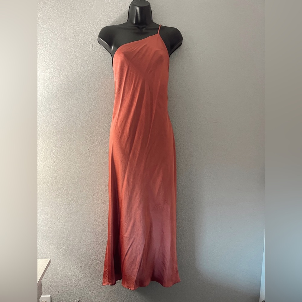 Express Coral One-Shoulder Midi Dress